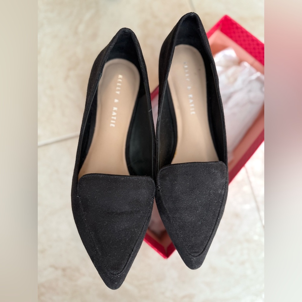 Kelly & Katie Black pointed toe canvas Loafers